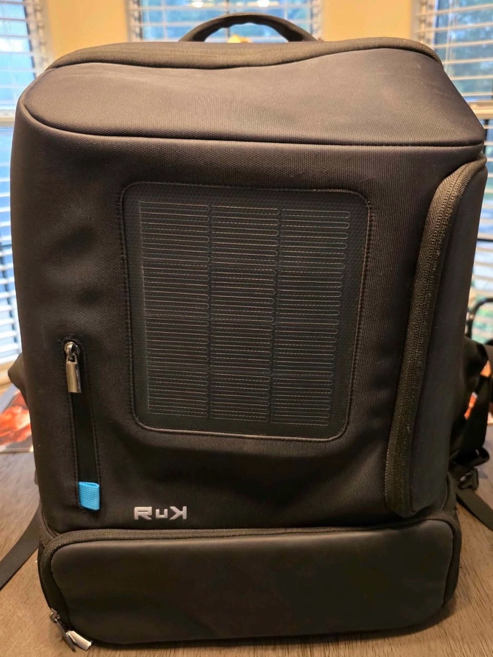 RuK Solar Panel Black Travel Backpack